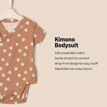 Amazon Essentials x Sofia Grainge Unisex Babies' Side Snap Short Sleeve Bodysuit, Pack of 3, Ivory/L...