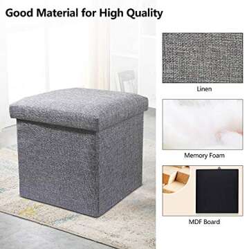 Cosaving Storage Ottoman - Foldable & Memory Foam Comfort