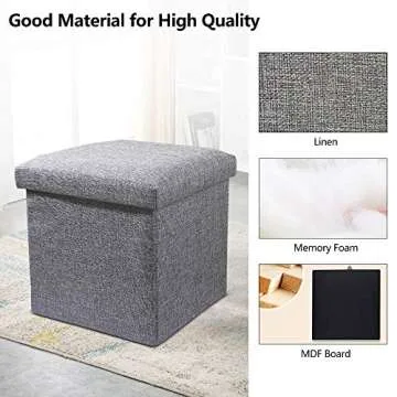 Cosaving Storage Ottoman - Foldable & Memory Foam Comfort