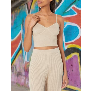 The Drop Women's Catalina Sweater Bralette, Heather Brown