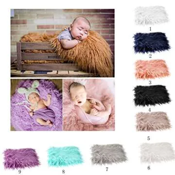 OULII Baby Photo Props Soft Fur Quilt Photographic Mat DIY Newborn Baby Photography Wrap-Baby Photo Props Favors (Beige)