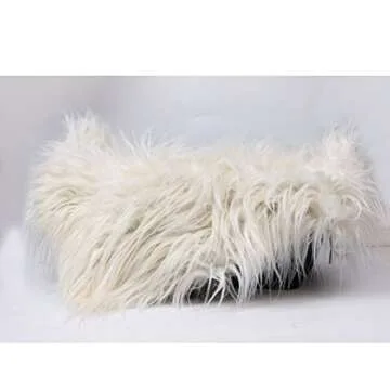 OULII Baby Photo Props Soft Fur Quilt Photographic Mat DIY Newborn Baby Photography Wrap-Baby Photo Props Favors (Beige)