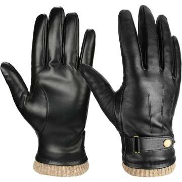 OZERO Men's Nappa Leather Winter Touchscreen Gloves - Perfect Gift for Dad