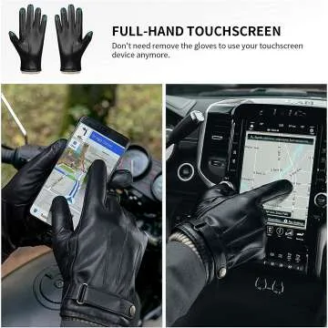 OZERO Men's Leather Winter Touchscreen Gloves