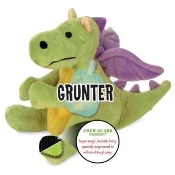 goDog Bubble Plush Dragons Squeaky Dog Toy, Chew Guard Technology - Lime, Large