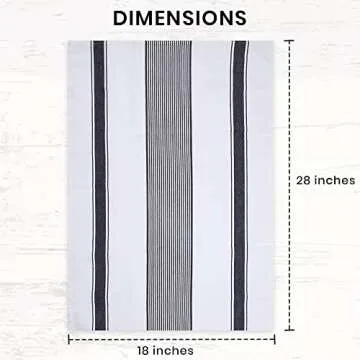 Candy Cottons Stripe Kitchen Towels Decor Hanging Loop Tea Dish Towels Boho Stripe Absorbent Festive Gift Set of 6 Pantry Kitchen Reversible 18x28 in Dish Towels|Spring Vintage Farmhouse Style| Black