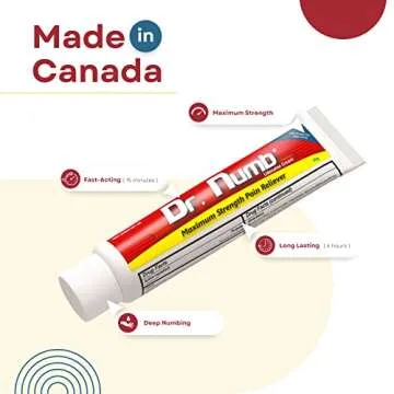 Dr. Numb 5% Lidocaine Numbing Cream - Maximum Strength Tattoo Numbing Cream - Nonprescription Topical Anesthetic Pain Relief Cream for Tattooing, Piercing, Microneedling, Hemorrhoid Treatment - 30g