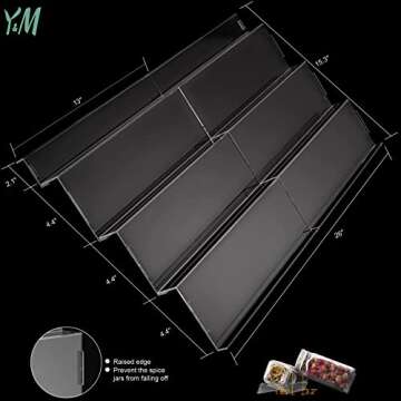 Y&M Expandable Spice Rack, Adjustable Acrylic Spice Drawer Organizer, 4 Tier Spice Jars Holder Insert for Kitchen Cabinets & Countertops, Seasoning Organizer Tray 13” to 26” - 2 Pack