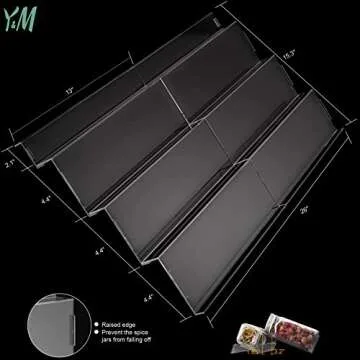 Y&M Expandable Spice Rack, Adjustable Acrylic Spice Drawer Organizer, 4 Tier Spice Jars Holder Insert for Kitchen Cabinets & Countertops, Seasoning Organizer Tray 13” to 26” - 2 Pack