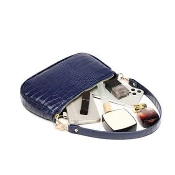 Barabum Retro Classic Clutch Shoulder Tote HandBag with Zipper Closure for Women (Blue)