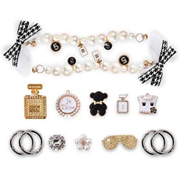 ZSHLXM Bling Shoe Charms Fits for Clog Sandals. Fashion Crystal Rhinestone Shoe Charms. These Two Pearl Chains with Bows and 7 Pcs Shoe Charms Can Make Your Shoes Gleaming