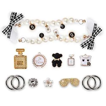 ZSHLXM Bling Shoe Charms Fits for Clog Sandals. Fashion Crystal Rhinestone Shoe Charms. These Two Pearl Chains with Bows and 7 Pcs Shoe Charms Can Make Your Shoes Gleaming