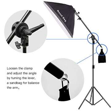 MOUNTDOG 2400W Softbox Photography Lighting Kit 20"x 28" Professional Continuous Studio Lighting Equipment with Boom Arm Hairlight and Carry Case for Portrait Product Video Shooting