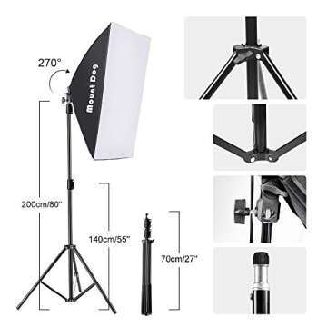 MOUNTDOG 2400W Softbox Photography Lighting Kit 20"x 28" Professional Continuous Studio Lighting Equipment with Boom Arm Hairlight and Carry Case for Portrait Product Video Shooting