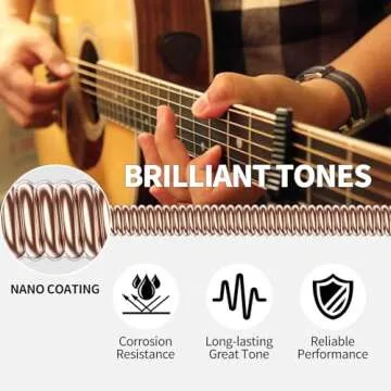 LEKATO Acoustic Guitar Strings Phosphor Bronze Coated Acoustic Guitar Strings with Ball End 5 Set of 6 Hex Steel String(12-53)