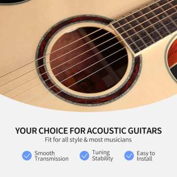 LEKATO Acoustic Guitar Strings Phosphor Bronze Coated Acoustic Guitar Strings with Ball End 5 Set of 6 Hex Steel String(12-53)