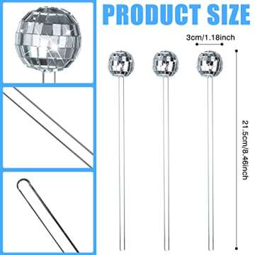 16pcs Disco Ball Stirrers Cocktail Beverage Coffee Cocktail Stirrer Round Plastic Mirror Ball Stirre...