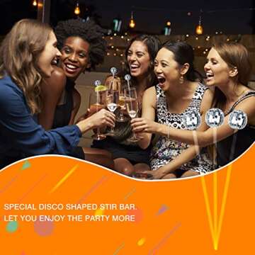 16pcs Disco Ball Stirrers Cocktail Beverage Coffee Cocktail Stirrer Round Plastic Mirror Ball Stirrer for Home Kitchen Drink Shop Bar Party (Silver)