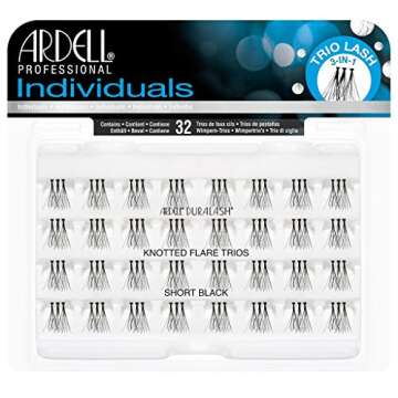 Set of 4 Ardell Duralash Short Black Knotted Flare Trio Lashes Bundled