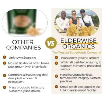 Elderwise Raw Sea Moss | Organic Seamoss Makes 20oz of Gel | Wildcrafted Golden Sea moss | Raw & Non GMO Certified | Sundried | Mineral and Vitamin Rich | Golden