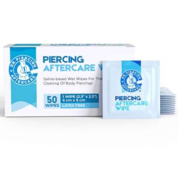 Dr. Piercing Aftercare Wipes – Piercing Aftercare | Saline Solution for Piercings - Keloid Bump Ea...