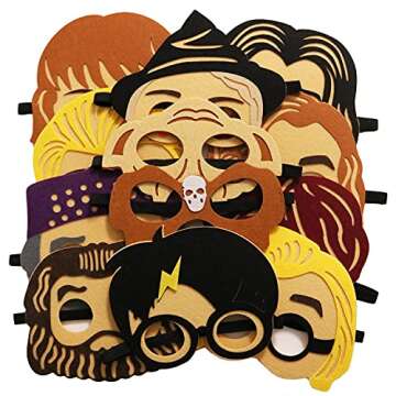 DOEA 12 Packs Felt Masks Adventure Theme Birthday Kids Party Favors Magical Wizard Theme Party Decorations Photo Booth Prop Role Playing Accessories