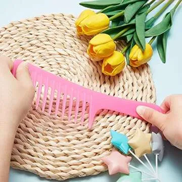 TecUnite 4 Piece Wide Tooth Detangle Comb Set