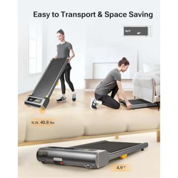 UREVO Under Desk Treadmill, Walking Pad for Home/Office, Portable Walking Treadmill 2.25HP, Walking Jogging Machine with 265 lbs Weight Capacity Remote Control LED Display