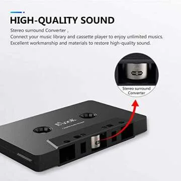 Elook Car Cassette Aux Adapter Kit, with A Smartphone to 3.5 mm Headphone Jack Adapter for Phone, MP3 ect. Black