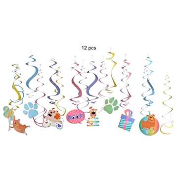 Paper Jazz Puppy Dog Theme Party Decoration Hanging Happy Birthday Banner Dog Swirls Tissue Poms for Baby Shower Party