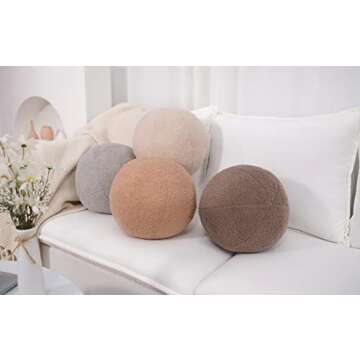 Spherical Nordic Throw Pillows in Milk Tea Color, Plush & Stylish