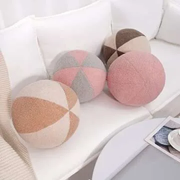 Spherical Nordic Throw Pillows in Milk Tea Color, Plush & Stylish