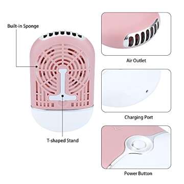 Afounda USB and Mini Portable Fans,Rechargeable Electric Handheld Air Conditioning Cooling Refrigeration Fan for Eyelash,Eyelash Extension,Nail Dryer(Pink)