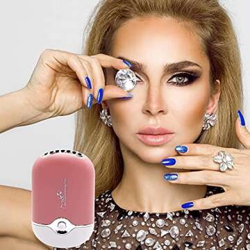 Afounda USB and Mini Portable Fans,Rechargeable Electric Handheld Air Conditioning Cooling Refrigeration Fan for Eyelash,Eyelash Extension,Nail Dryer(Pink)