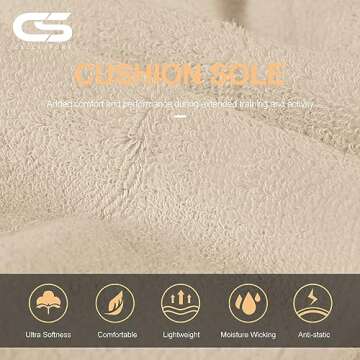 CS CELERSPORT Ankle Athletic Running Socks Low Cut Sports Tab Socks for Men and Women (6 Pairs), Medium, Creamy-White Multicolor