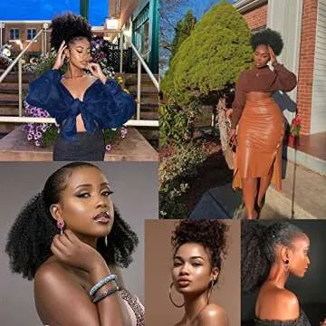 Afro Puff Drawstring Ponytail Human Hair Bun For Black Women 150% Density 10A Brazilian Virgin Human Hair Afro Kinky Curly Clip In Ponytail Extension Human Hair Pieces 150g Natural Color 16inch