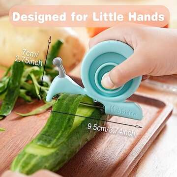 Kibbidea Vegetable Peeler, Kids Potato Peeler for Kitchen with Cut-proof Glove, Fruit Peeler for Apple, Veggie, Carrot,Cucumber, Kids Cute Kitchen Accessories (Yellow)