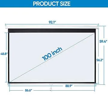 SUPER DEAL 100'' 16:9 HD Projection Screen Foldable Anti-Crease Portable Projector Movie Screen Manual Pull Down for Home Theater Presentation Education Outdoor Indoor Public Display