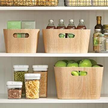Stylish mDesign Wood Print Food Bin Box for Kitchen Storage