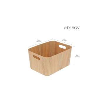 Stylish mDesign Wood Print Food Bin Box for Kitchen Storage