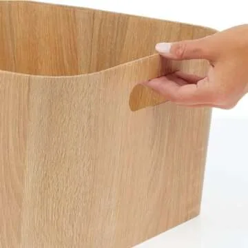 Stylish mDesign Wood Print Food Bin Box for Kitchen Storage