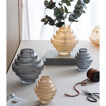 Stylish A&B Home Amber Fluted Geometric Vase for All Decor Styles