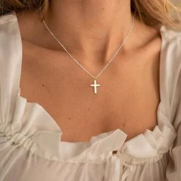 Dainty Cross Pendant Necklace - Sterling Silver Chain Jewelry