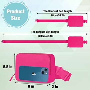 TDIFFUN Fanny Packs for Women Men, Fashion Waist Pack Small Belt Bag with Adjustable Strap for Running, Travel and Hiking, Hot Pink