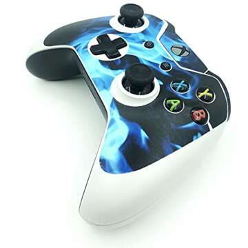 UUShop Protective Vinyl Skin Decal Cover for Microsoft Xbox One Blue Fire Flame(Upgraded)