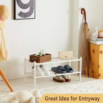 Dikolre Bamboo Shoe Rack - Stackable & Easy to Assemble