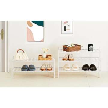 Dikolre Bamboo Shoe Rack - Stackable & Easy to Assemble