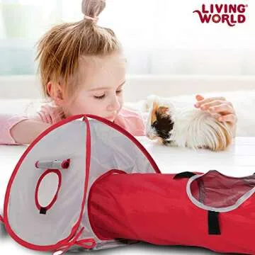 Living World Pet Tunnel for Small Animals Red and Grey