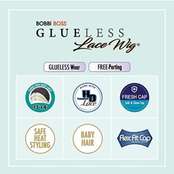 BOBBI BOSS Synthetic Hair 13x4 Deep HD Lace Wig - MLF254 JAEL, Long Curly Hair Wigs with Natural Baby Hair, Safe High Heat Styling (F4/2730)