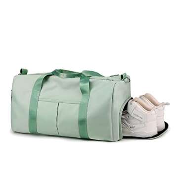 Forestfish Sports Gym Bag Travel Duffel Bag with Dry Wet Pocket & Shoes Compartment for Women and Men (Green)